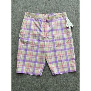 EP Pro Plaid Bermuda Shorts Womens 12 Pink Purple Golf‎ Tennis Pickleball NWT
